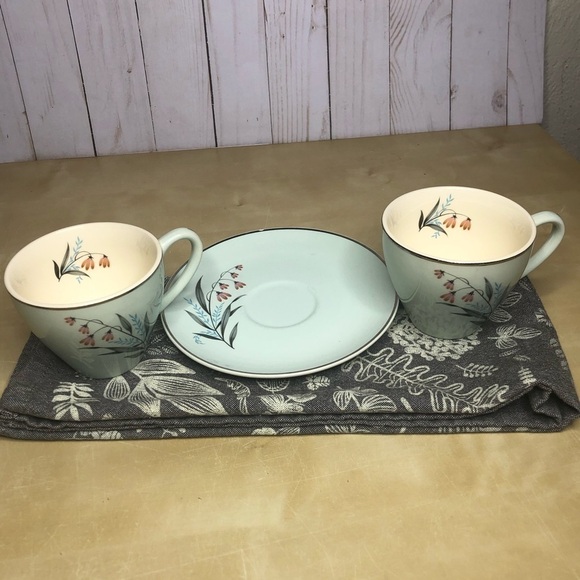 Vintage Floral Tea Cup Saucer Pink Light Blue - Picture 7 of 8